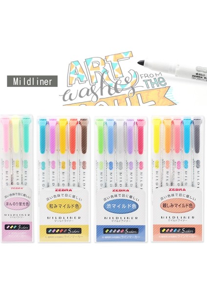 Floresan5 Adet Tarzı Et Japon Zebra Hafif Astar Çift Başlı Fosforlu Kalem Çizim Işaretleme Kalemleri Zebra Mildliner Karalama Kırtasiye (Yurt Dışından) fırsatları