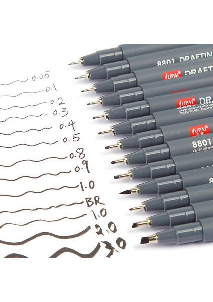0,3 mm Stili Gment Liner Pigma Micron Ink Marker Kalem Farklı Uçlu Siyah Fineliner Eskiz Kalemleri (Yurt Dışından)