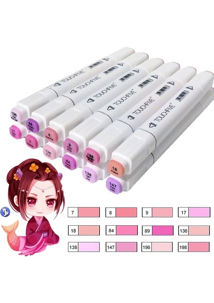 12 Yeşil Stil Sketch Art Marker Ikiz Ucu Manga Animasyon Tasarım Sanat Malzemeleri Boyama Illüstrasyon Renkler Touchfive Art Marker (Yurt Dışından)