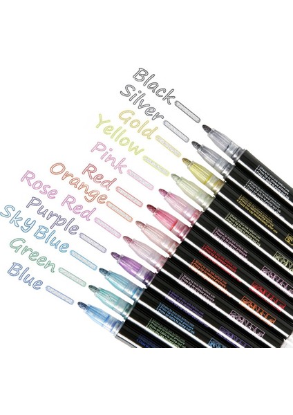 3 Adet Js-Beyaz8 Stili Olor Çift Çizgiler Kontur Renkli Boya Marker Seti Scrapbooking Için Anahat Metalik Işaretleyiciler Mermi Günlüğü Poster Hediye Kartı (Yurt Dışından) modelleri
