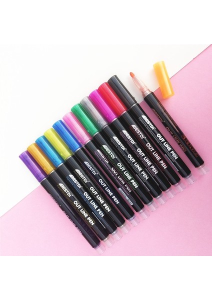 3 Adet Js-Beyaz8 Stili Olor Çift Çizgiler Kontur Renkli Boya Marker Seti Scrapbooking Için Anahat Metalik Işaretleyiciler Mermi Günlüğü Poster Hediye Kartı (Yurt Dışından) fırsatları