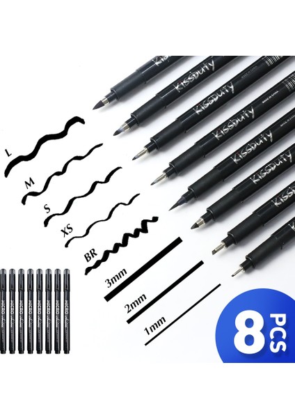 8 Adet-1 Takım Tarzı Et Su Geçirmez Fineliner Kaligrafi Kalem Hattı El Yazı Kalemleri Pigma Mikron Çizim Işaretleyiciler Kalem Tasarım Sanat Tedarik (Yurt Dışından)