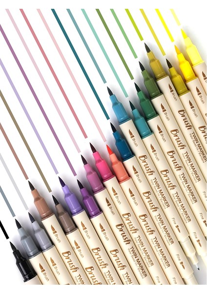 Mor Set Stili 3 Adet Retro Renk Fırça Marker Kalem Seti Çift Taraflı Ince Astar Su Bazlı Mürekkep Bükülebilir Suluboya Sanat Boya Çizim Okulu F133 (Yurt Dışından)