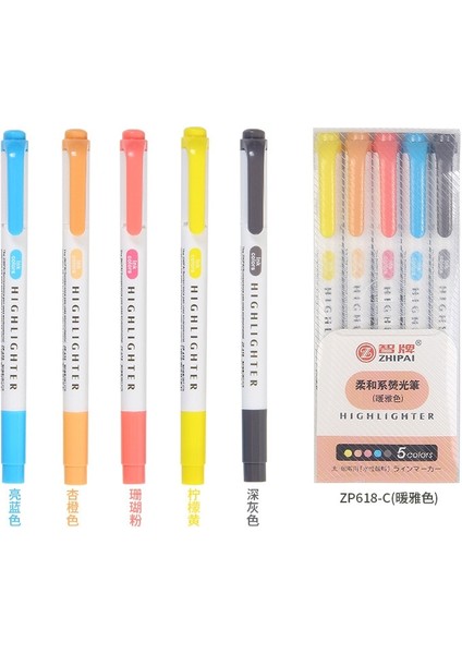 Kızıl Tarzı Et Renkli Kırtasiye Çift Başlı Fosforlu Kalem Marker Kalem Çocuk Cetvel Kalemi Kırtasiye Malzemeleri (Yurt Dışından)