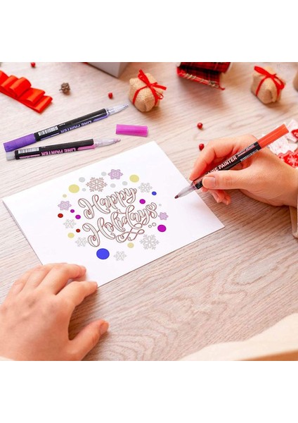 8 Renk Set-B Stili Olors Anahat Boya Işaretleyici Parıltılı Kalem Çift Çizgiler Sanat Işaretleyiciler Kalemler Fosforlu Kalem Çizim Scrapbooking Boyama Doodling (Yurt Dışından) modelleri
