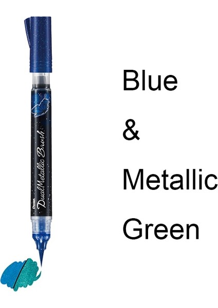 Mavi Metalik Yeşil Stil Pentel Çift Metalik Fırça Kalemler Yumuşak Ucu Glitter Renkli Sanat Işaretleyiciler Altın Gümüş Kaligrafi Çizim Boyama Siyah Kağıt Yazma (Yurt Dışından)