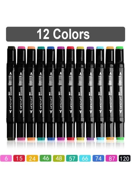 12 Adet Tarzı Renkler Graffiti Işaretleyici Kalem Paiting Çizim Manga Fosforlu Kalemler Çift Kafa Yapımcıları Öğrenci Okulu Için Kalemler Sanat Kroki Aracı (Yurt Dışından)