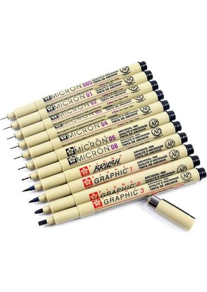 Çikolata Tarzı 1@#gment Liner Pigma Micron Ink Marker Kalem Farklı Uçlu Siyah Fineliner Eskiz Kalemleri (Yurt Dışından)