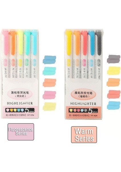 10 Renk C Stili Olors Çift Başlı Fosforlu Kalem Sanat Işaretleyiciler Kawaii Japon Hafif Renk Floresan Peool&office Kırtasiye (Yurt Dışından)