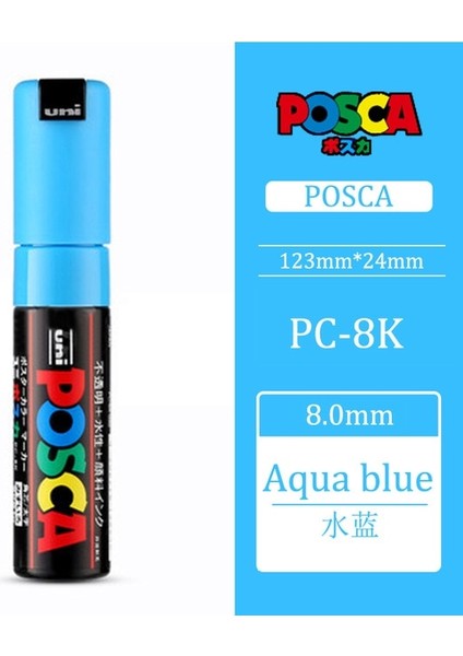 Aqua Mavi Tarzı Uni Posca Boya Marker Marker Kalem-Kalın Uç-8mm Pc-8k 15 Renk, Çizim, Boyama ve Grafiti Için Uygun (Yurt Dışından)