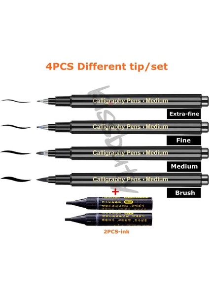 4 Ipucu Karışımı Set-6pcs Stili Et Kaligrafi Kalem Fırça Kalemler El Yazı Kalemleri Ekstra Ince Fırça Sanat Marker Yazma Çizim Okul Malzemeleri Kırtasiye (Yurt Dışından)