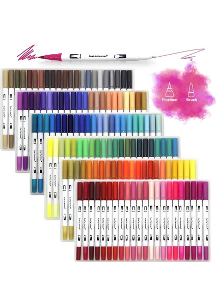 W-12 Renk Stili Çift Uçlu Fırça Sanat Marker Kalemler Renkler Suluboya Fineliner Çizim Boyama Kırtasiye Boyama Manga Sanat Malzemeleri (Yurt Dışından) fiyatları