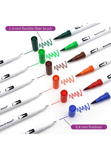 Wb-60 Renk Stili Çift Uçlu Fırça Sanat Marker Kalemler Renkler Suluboya Fineliner Çizim Boyama Kırtasiye Boyama Manga Sanat Malzemeleri (Yurt Dışından) fırsatları