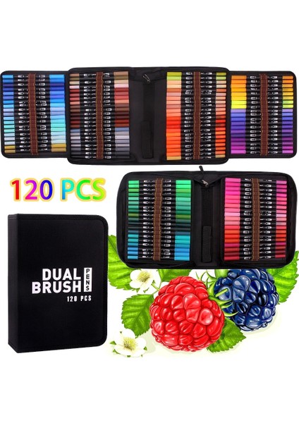 24 Siyah Renk Stili 120 Renk Işaretleyiciler Fırçalı Kalemler Fineliner Uçlu Keçeli Kalemler Yetişkin Boyama Kitapları Için Harika Kaligrafi Yazı Kalemleri (Yurt Dışından) modelleri