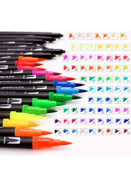 24 Siyah Renk Stili 120 Renk Işaretleyiciler Fırçalı Kalemler Fineliner Uçlu Keçeli Kalemler Yetişkin Boyama Kitapları Için Harika Kaligrafi Yazı Kalemleri (Yurt Dışından) indirimleri
