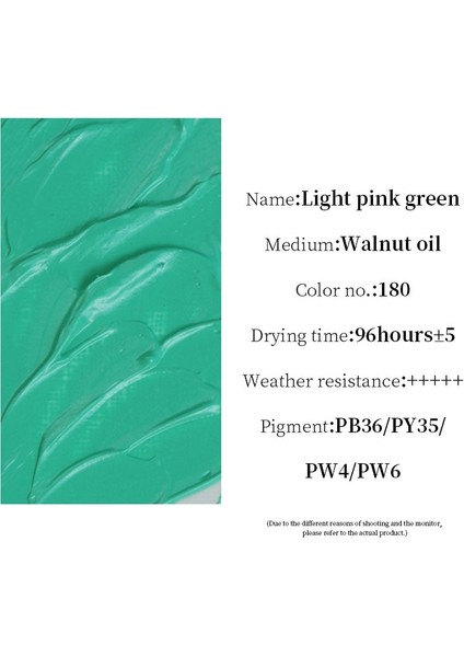 180-AÇIK Pembe Yeşil Stil Paul Rubens Yağlı Boya 180ML Tüp 60 Renk Zengin Pigmentli Resim Sanat Malzemeleri Profesyoneller Öğrenciler ve Çocuklar Yeni Başlayanlar Için (Yurt Dışından)