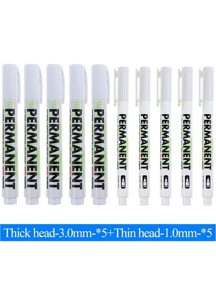 5 3.0mm ve 5 1.0mm Stili Leto Beyaz Işaretleme Kalemi Su Geçirmez Grafiti Kalem Boya Yağı Araba Lastiği Kalıcı Işaretleme Kalemi Su Geçirmez Boya Işaretleyici (Yurt Dışından)