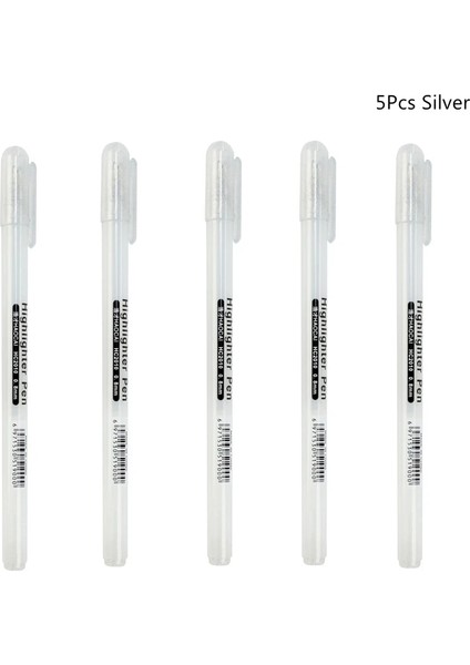 5 Adet Gümüş Tarzı Beyaz Jel Kalem Ince Nokta Beyaz Kalem Sanatçılar Için Dolum Çubuğu Sanat Çizim Eskiz Yazma Vurgu Işaretleyici Fineliner (Yurt Dışından)