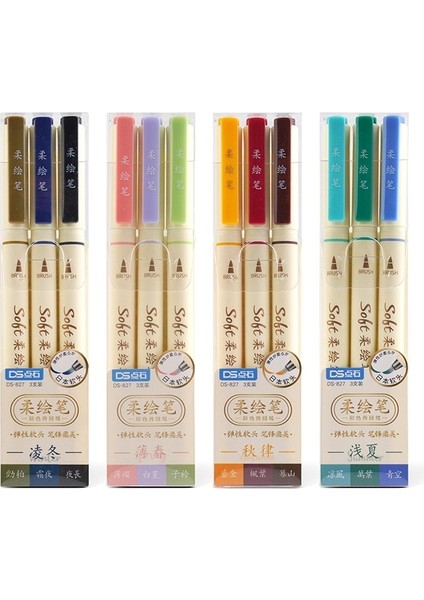 Bahar Seti Stili 3 Adet Dört Mevsim Renkleri Yumuşak Fırça Işareti Kalem Seti Ince Ucu Astar Çizim Kaligrafi El Yazı Boyası Okul Sanat Tasarımı F335 (Yurt Dışından) modelleri