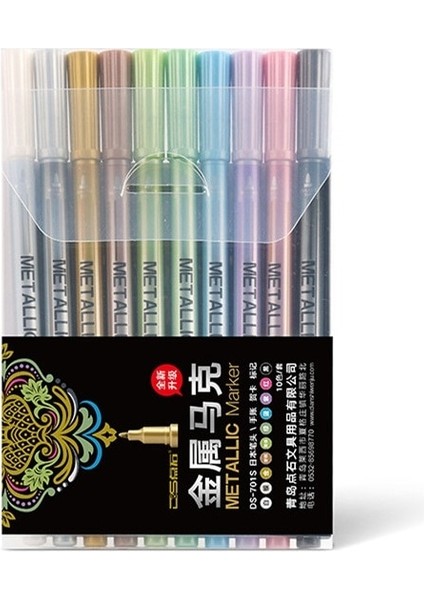10 Renk Seti Stili Lot Metalik Mikron Kalem Detaylı Işaretleme Renk Metal Marker Albümü Için Siyah Kağıt Çizim Okul Sanat Malzemeleri A6924 (Yurt Dışından)