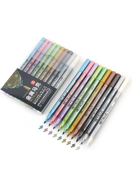 10 Renk Seti Stili Lot Metalik Mikron Kalem Detaylı Işaretleme Renk Metal Marker Albümü Için Siyah Kağıt Çizim Okul Sanat Malzemeleri A6924 (Yurt Dışından) fiyatları