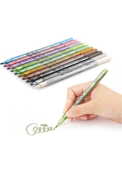 10 Renk Seti Stili Lot Metalik Mikron Kalem Detaylı Işaretleme Renk Metal Marker Albümü Için Siyah Kağıt Çizim Okul Sanat Malzemeleri A6924 (Yurt Dışından) modelleri