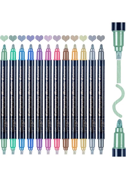 12 Renk Seti Stili Renkler Metalik Işaretleyiciler Boya Kalemleri Sanat Yazı Işaretleyicileri Kağıt Taş Cam Duvar Çift Uçlu Boya Kalemi Kağıt Taş Cam Duvar (Yurt Dışından) modelleri