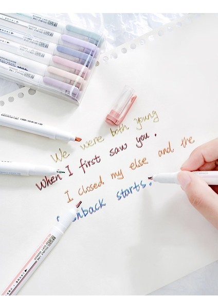 Bahar Seti Stili 6 Adet Çift Hat Yumuşak Marker Seti Çift Taraflı 2 Satır Jel Kalem ve Renkli Vurgulayıcı Sanat Çizimi Için Spot Liner Ofis Okulu A6295 (Yurt Dışından) indirimleri