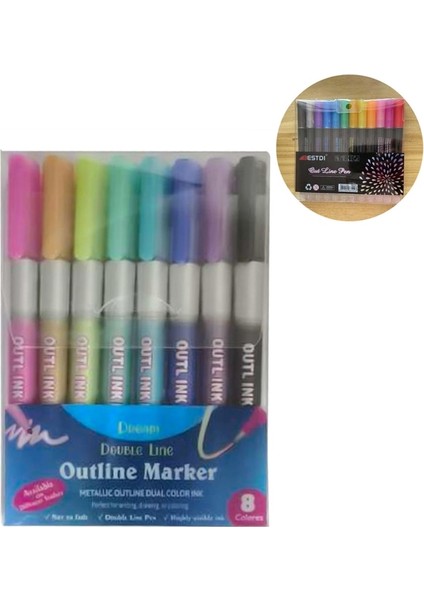 12 Renk Stili 12 Renkler Metalik Glitter Renkli Renk Anahat Işaretleyici Kawaii Sanat Işaretleyici Çift Çizgi Kalem Okul Çizim Sanat Malzemeleri Için Kalem (Yurt Dışından) modelleri