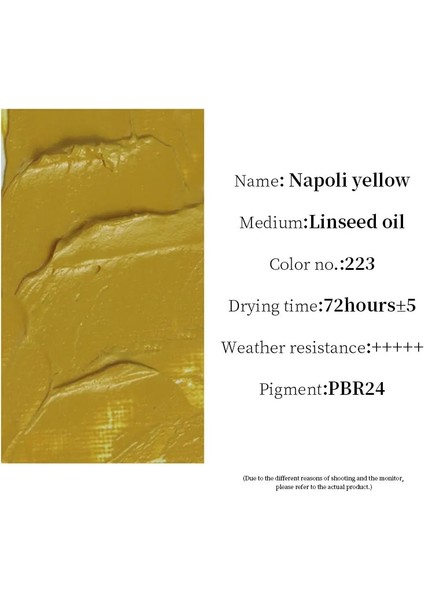 223-NAPOLI Sarı Stili Paul Rubens Yağlı Boya 180ML Tüp 60 Renk Zengin Pigmentli Resim Sanat Malzemeleri Profesyoneller Öğrenciler ve Çocuklar Yeni Başlayanlar Için (Yurt Dışından)