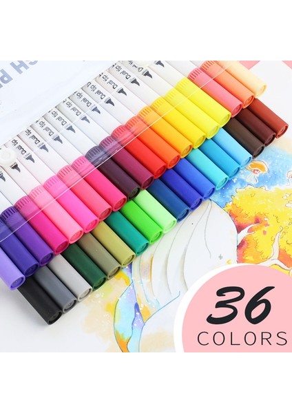 36 Renk Beyaz Takım Stili Çift Uçlu Marker Kalem Suluboya Fırça Kalem Yazı Kaligrafi Sanat Işaretleyiciler Eskiz Okul Sanat Malzemeleri Için (Yurt Dışından)