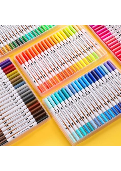 36 Renk Beyaz Takım Stili Çift Uçlu Marker Kalem Suluboya Fırça Kalem Yazı Kaligrafi Sanat Işaretleyiciler Eskiz Okul Sanat Malzemeleri Için (Yurt Dışından) fırsatları