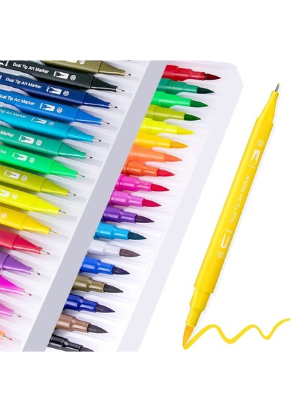 24 Renk Set Stili Graffiti Marker Kalemler Suluboya Renkli Çizim Için Işaretleyiciler Çift Fırça Kalem ve Çizim Gömlekleri Sanat Malzemeleri Kırtasiye (Yurt Dışından) fırsatları
