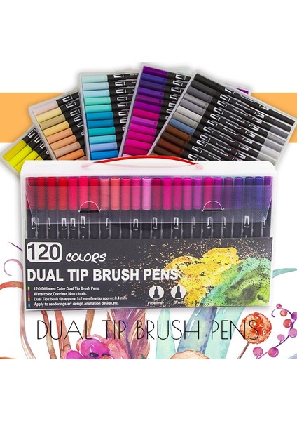 Siyah-36 Renk Stili Renkler Fineliner Çift Uçlu Fırça Sanat Marker Kalem Suluboya Kalemler Çizim Boyama Kaligrafi Sanat Malzemeleri (Yurt Dışından) fiyatları