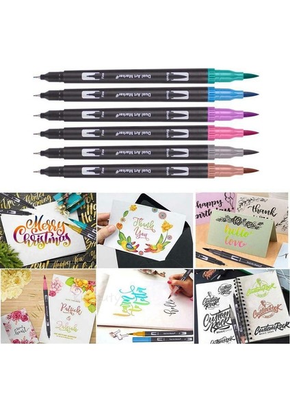 Siyah-36 Renk Stili Renkler Fineliner Çift Uçlu Fırça Sanat Marker Kalem Suluboya Kalemler Çizim Boyama Kaligrafi Sanat Malzemeleri (Yurt Dışından) indirimleri