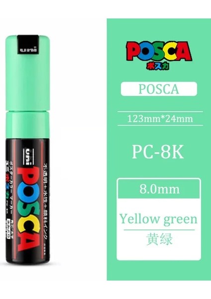 Sarı-Yeşil Tarzı Uni Posca Boya Marker Marker Kalem-Kalın Uç-8mm Pc-8k 15 Renk, Çizim, Boyama ve Grafiti Için Uygun (Yurt Dışından)