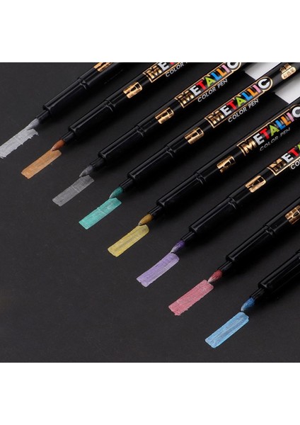 8 Adet Set Metalli Renkli Kalem Sanat Marker Fırça Kalem Işareti Yazmak Kırtasiye Öğrenci Ofisi Okul Malzemeleri Kaligrafi Kalemi (Yurt Dışından)