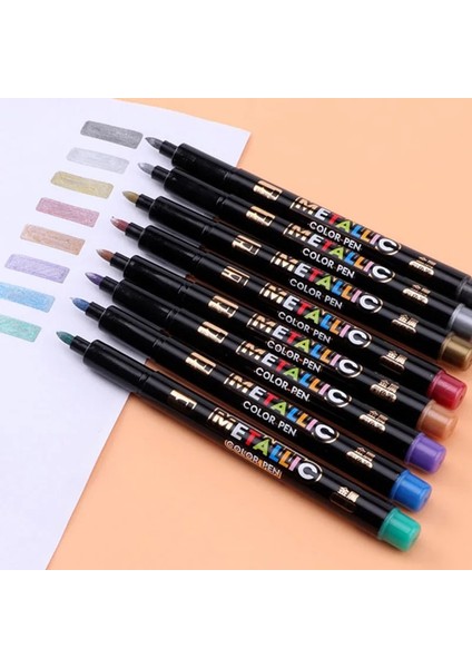 8 Adet Set Metalli Renkli Kalem Sanat Marker Fırça Kalem Işareti Yazmak Kırtasiye Öğrenci Ofisi Okul Malzemeleri Kaligrafi Kalemi (Yurt Dışından) fiyatları