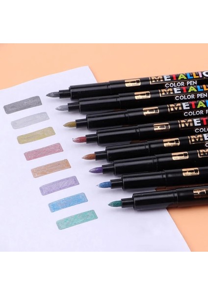 8 Adet Set Metalli Renkli Kalem Sanat Marker Fırça Kalem Işareti Yazmak Kırtasiye Öğrenci Ofisi Okul Malzemeleri Kaligrafi Kalemi (Yurt Dışından) fırsatları