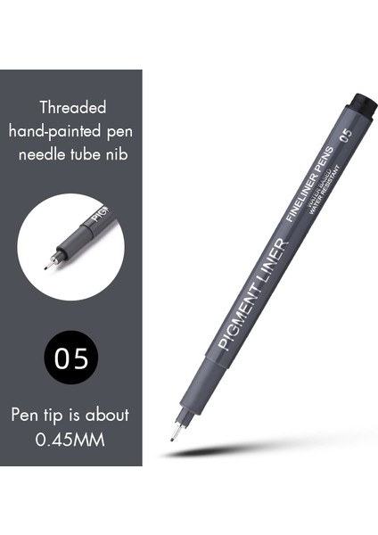 No.5 Tarzı 1 Adet Pigment Liner Pigma Kalem Mikron Marker Kalem Fırça Ucu Siyah Fineliner Eskiz Kalemi (Yurt Dışından)