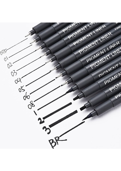 No.5 Tarzı 1 Adet Pigment Liner Pigma Kalem Mikron Marker Kalem Fırça Ucu Siyah Fineliner Eskiz Kalemi (Yurt Dışından)