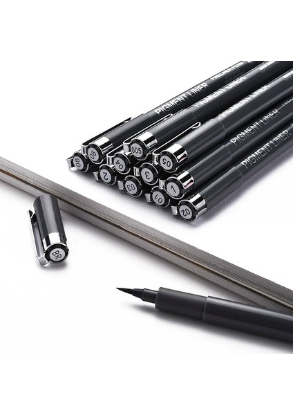 No.5 Tarzı 1 Adet Pigment Liner Pigma Kalem Mikron Marker Kalem Fırça Ucu Siyah Fineliner Eskiz Kalemi (Yurt Dışından)