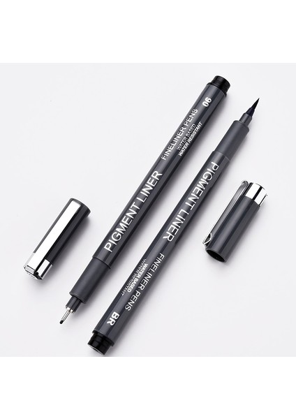 No.5 Tarzı 1 Adet Pigment Liner Pigma Kalem Mikron Marker Kalem Fırça Ucu Siyah Fineliner Eskiz Kalemi (Yurt Dışından)