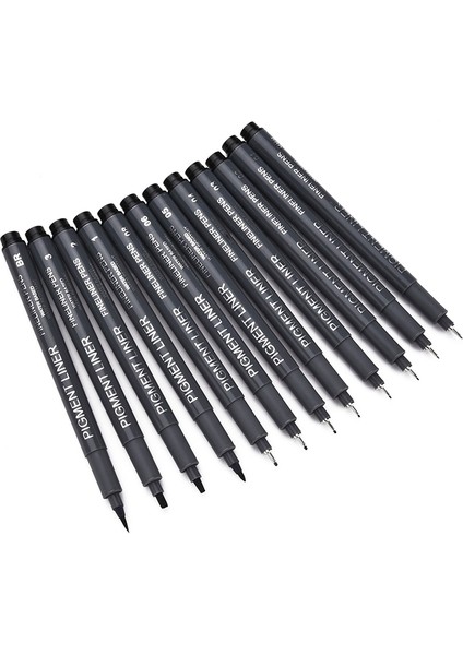 No.5 Tarzı 1 Adet Pigment Liner Pigma Kalem Mikron Marker Kalem Fırça Ucu Siyah Fineliner Eskiz Kalemi (Yurt Dışından)