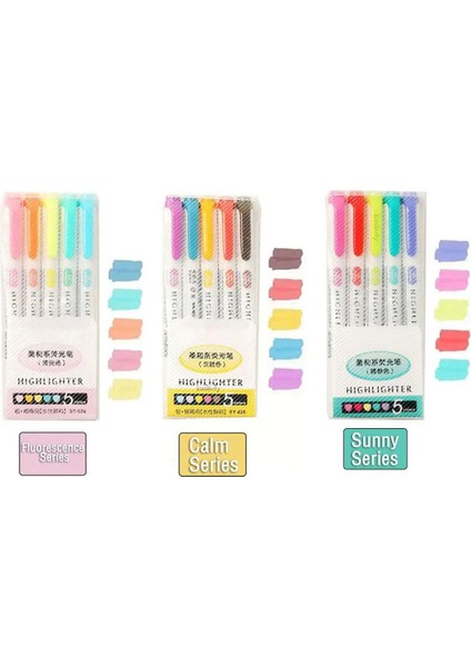 15 Renk-Set F Stili Renkler Sevimli Çift Kafa Hafif Fosforlu Kalem Sanat Marker Japon Sofe Renk Floresan Kalem Okul Ofis Kırtasiye (Yurt Dışından)