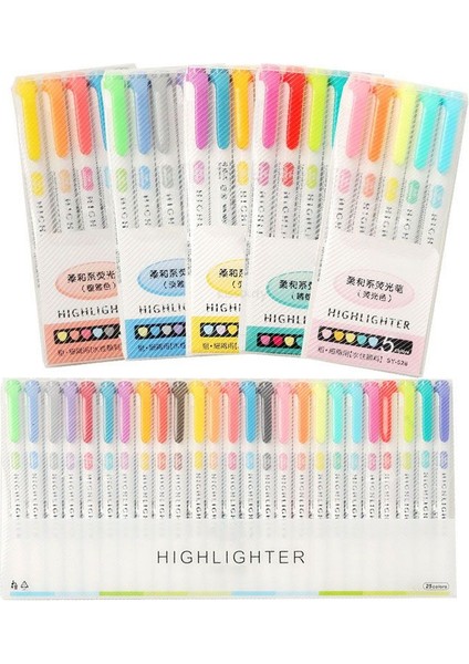 15 Renk-Set F Stili Renkler Sevimli Çift Kafa Hafif Fosforlu Kalem Sanat Marker Japon Sofe Renk Floresan Kalem Okul Ofis Kırtasiye (Yurt Dışından)
