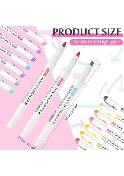 15 Renk-Set F Stili Renkler Sevimli Çift Kafa Hafif Fosforlu Kalem Sanat Marker Japon Sofe Renk Floresan Kalem Okul Ofis Kırtasiye (Yurt Dışından)