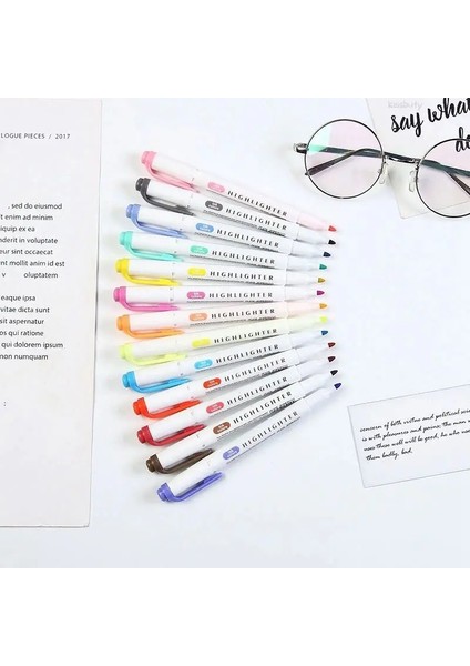 10 Renk J Stili Olors Çift Başlı Fosforlu Kalem Sanat Işaretleyiciler Kawaii Japon Hafif Renk Floresan Peool&office Kırtasiye (Yurt Dışından) modelleri