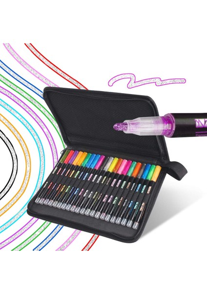 21 Renk Stili 21 Renkler Çift Çizgiler Sanat Işaretleyiciler Out Line Kalem Diy Albümü Scrapbooking Metal Glitter Kırtasiye Sanat Çizim Kalemleri Kaligrafi Için (Yurt Dışından)