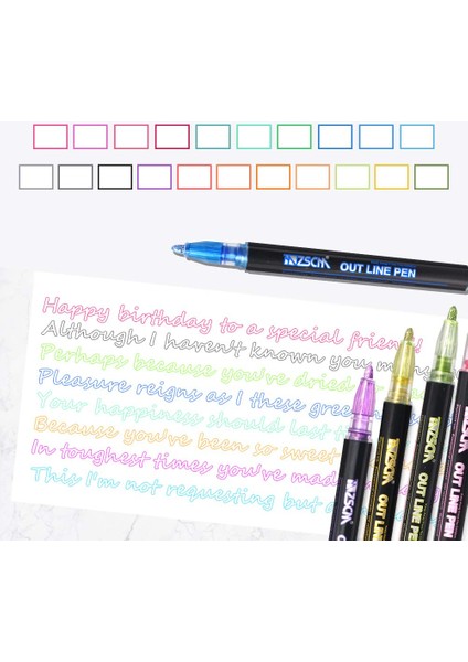 21 Renk Stili 21 Renkler Çift Çizgiler Sanat Işaretleyiciler Out Line Kalem Diy Albümü Scrapbooking Metal Glitter Kırtasiye Sanat Çizim Kalemleri Kaligrafi Için (Yurt Dışından) modelleri